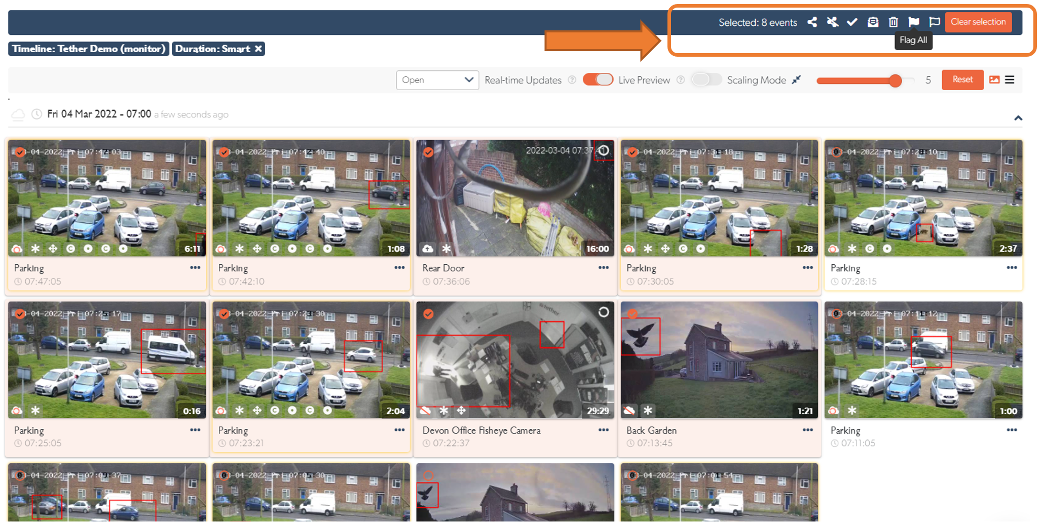 Flag multiple events