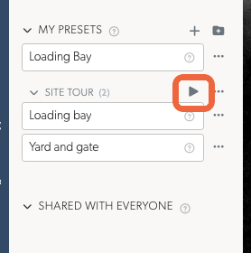 Saved walls filed under a heading, with the play button on the heading