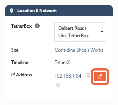 The quick tunnel button beside a device's IP address