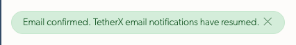The confirmation message after entering the code